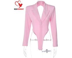 Jumpsuit blazer - Lange mouwen - Blouse - Jasje - Roze - Sexy - Body