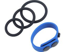 Banoch | Classic trio Cockring + verstelbare blauwe penisring | Siliconen