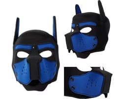 Honden Masker - Zwart & Blauw - Puppy Play - BDSM Roleplay & Cosplay - Unisex - Sex Speeltjes Toys - Erotiek - Bondage Masker - OneSize
