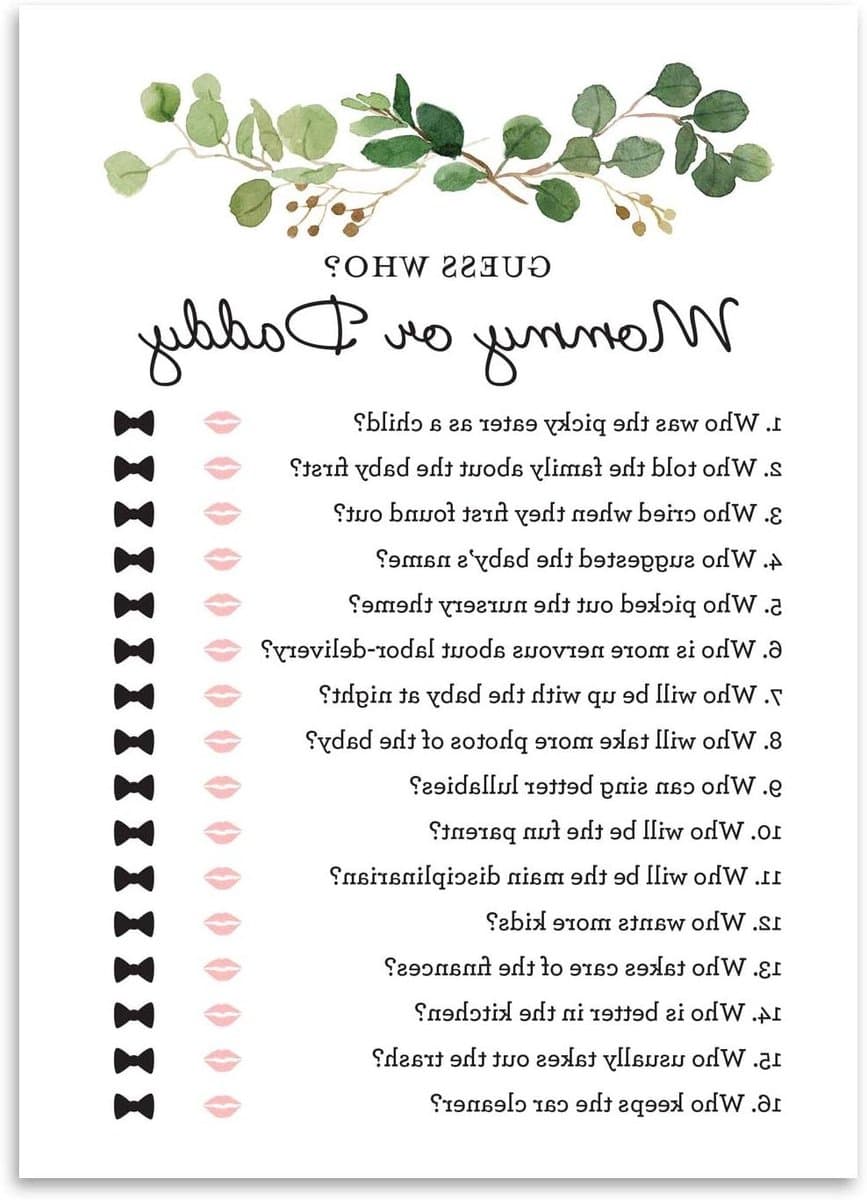 Raad eens wie spel - Babyquiz Mama Papa - Babyshower Vermaken - Leuke Spelkaarten - 5 x 7 inch - Meerkleurig — afbeelding 1