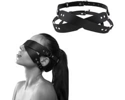 Masker Met Riempjes - Zwart - PU Leder - Spannend Oogmasker - Unisex - Sex Speeltjes Toys - Roleplay / Rollenspel - Erotiek - BDSM Bondage Masker