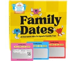 Familiedata Krasloten - Date Night Ideeën - Familieplezier Stimuleren - 40 Unieke Activiteiten - 4 Inch Doos - Geel