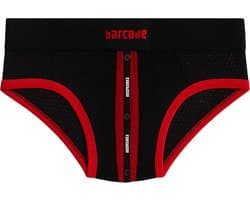 Barcode Berlin Mesh Brief Sicile Black-Red - MAAT S - Erotisch Heren Ondergoed - Slip voor Man - Sexy mannen Slip