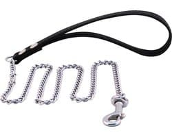 Mister B - Puppy Leash Chain - Puppy Leiband - Metalen Ketting met Leren Handvat