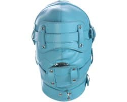 Banoch - Inferno Bondage Mask blue - blauw pu leren bondage masker met Gag & oogbedekking | BDSM