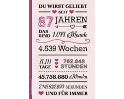 Zum 87: Notizbuch A5 liniert schönes Geburtstag Geschenk zum 87. Geb Buch für Notizen Geschenkidee für Erwachsene zur Geburtstagsfeier für 87 Jährige Alles Gute zum 87 zigsten