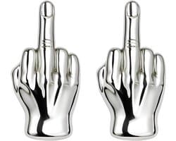 Set van twee pinnen Rock Honor Finger 3D | Origineel Cadeau Honeyvinger | Pin Herenkostuum | Herenbroche | Cadeau Fuck Rugzak | Broches voor Vrouwen Rebel Zilver Mode Accessoires | French Pin