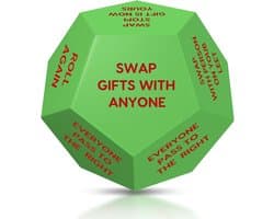 1x Cadeau-uitwisselingsdobbelsteen Kerst - 12 Zijden en Zachte Randen - 10 x 10 x 10 cm - voor Kerstfeest, Familie en Party - PU Materiaal, Incl. Spelregels