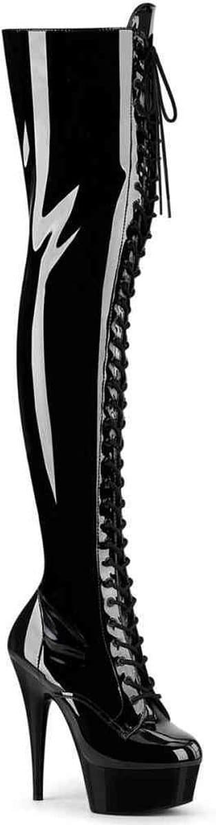 Pleaser - DELIGHT-3023 Plateau overknee Laarzen - US 5 - 35 Shoes - Zwart — afbeelding 1