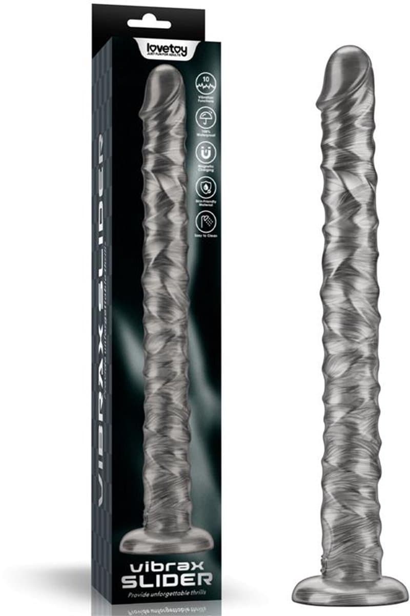 LoveToy - Vibrax Slider - Lange Vibrerende Anaal Dildo - 40,5 cm - Zilver — afbeelding 1