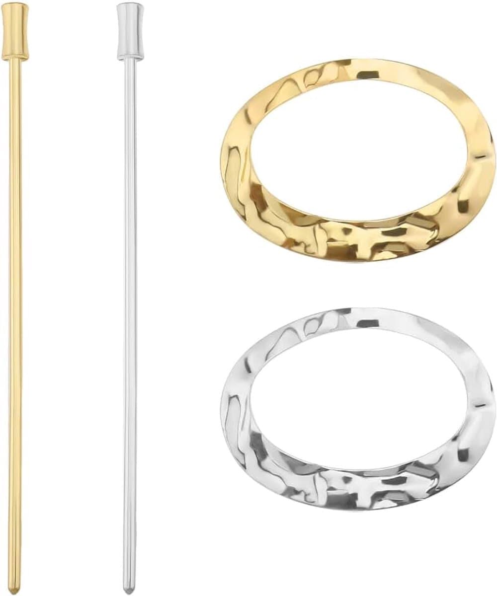 Haarspeldjes metalen haarspeldjes minimalistische cirkel haarspelden traditionele haaraccessoires voor vrouwen meisjes kapsels (zilver en goud) — afbeelding 1