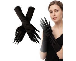 Handschoenen, 1 paar, zwart, lange klauwen met flexibele versterking, opvallende kostuumesthetiek en comfortabele grip voor cosplay, evenementen en Oktoberfeesten