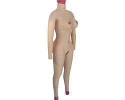Full body - Lang - Cup D - Siliconen Huid - 100% Hypoallergene Medische Siliconen - Bodysuit lang - + Kanten choker - Crossdresser - Transgender - Mastectomie - Wearable body - Kunstmatige Nep Borst - Body4Everybody