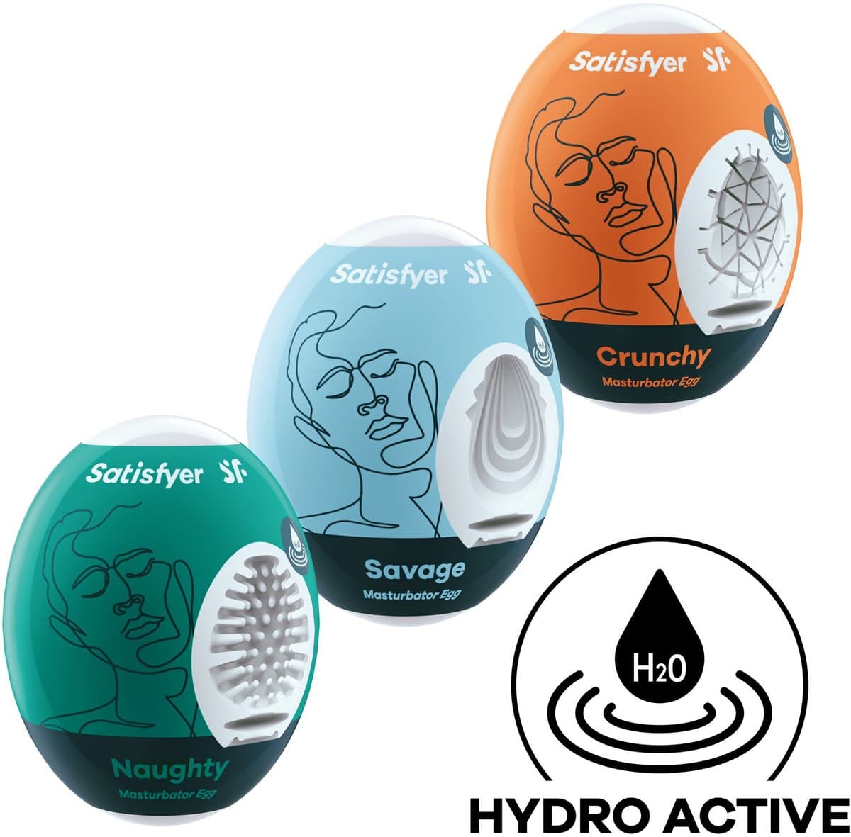 Satisfyer Masturbator Egg, verschillende structuren, hydro-actief TPE, geen glijmiddel nodig, voor eenmalig gebruik — afbeelding 1