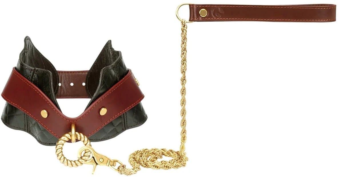 Liebe Seele - The Equestrian Leather Posture Collar And Leash - Leren Halsband Met Ketting — afbeelding 1