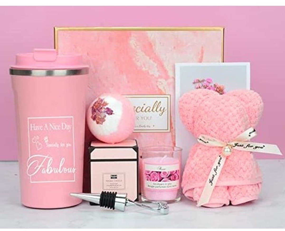 GEEKEO Vrouwen Cadeauset, Verjaardag voor haar, Unieke Moeder Beste Vriend, Get Well Soon Vrouwen, SPA Ontspannen Verwennen Gift Set Haar Vriendin Vrouw Zus, Roze (LH001) — afbeelding 1
