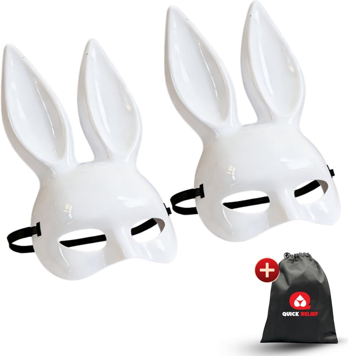 Quick Relief Bunny Masks - Erotisch Masker - Konijn Maskers - Gemaskerd Bal - Carnavals Masker - 2 stuks Wit — afbeelding 1