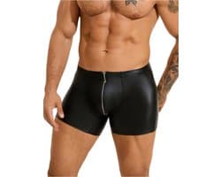 PleazureX leren boxer met rits kruis - Sexy - Heren ondegoed - onweerstaanbaar - heren lingerie - Maat M