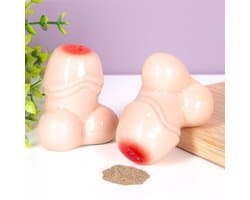 Zout- en peperstrooierset – Penis design – Set van 2 – Keramiek – Inclusief giftbox – Compact formaat 4 x 2,5 x 7 cm – Humoristisch cadeau voor vrijgezellenfeesten, diners of feestjes