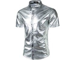 Herenshirt met Glanzende Metallic Print voor Feest en Nachtclub