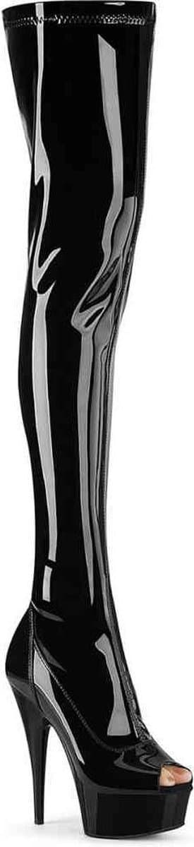 Pleaser - DELIGHT-3011 Plateau overknee Laarzen - US 14 - 45 Shoes - Zwart — afbeelding 1