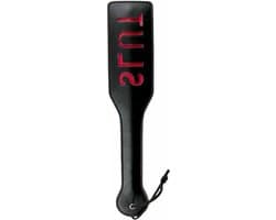 EasyToys - Paddle van Leer - Spanking Paddle - Kinky Leren Zweep met Slut Bedrukking - Bondage Set - BDSM - Bondage - Sex Toys voor Vrouwen en Mannen - Zwart