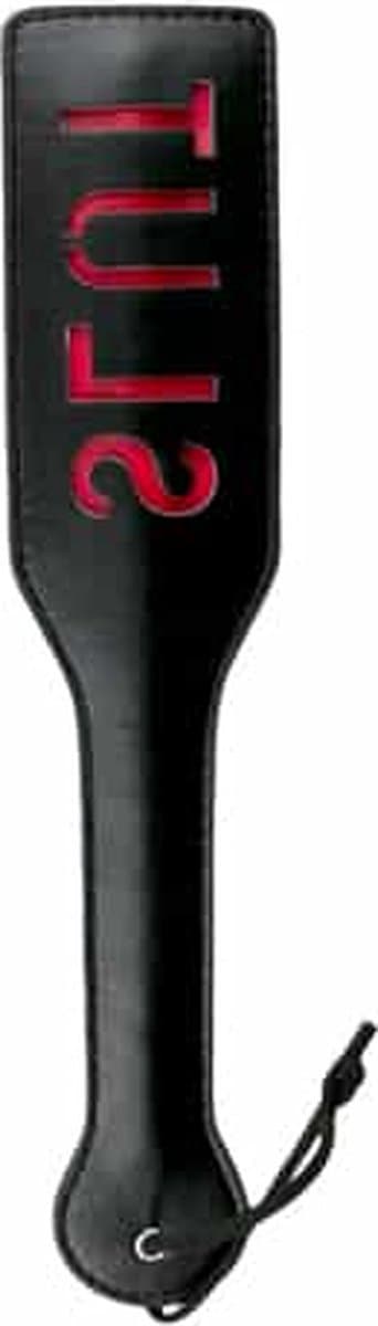 EasyToys - Paddle van Leer - Spanking Paddle - Kinky Leren Zweep met Slut Bedrukking - Bondage Set - BDSM - Bondage - Sex Toys voor Vrouwen en Mannen - Zwart — afbeelding 1