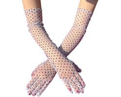 Dailygoods- Handschoenen Dames - Elegante Tule - Zomerhandschoenen - Zonnebescherming - Opera/Kostuum - Eén Maat - Anti-UV