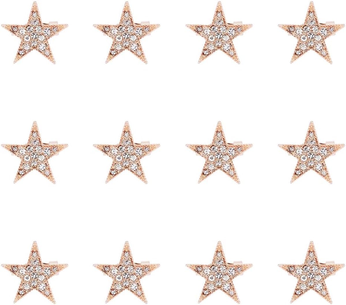 12 STKS Ster Broche Pin Legering Pentagram Broches Rose Gold Rhinestone Badge Metalen Broche Pins Voor Jurk Trui Sjaal Baretten Tas Decoraties — afbeelding 1