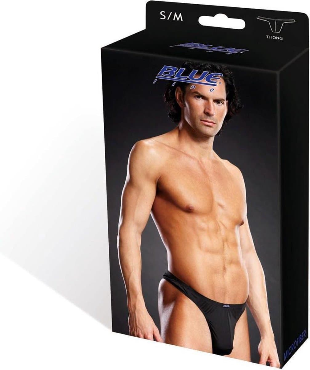 Blue Line - Performance Microfiber Thong String - L/XL - Zwart — afbeelding 1
