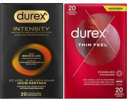 Durex - 40 stuks Condooms - Intensity Nieuwste generatie ultradun, gedeelde lichaamswarmte 20st -Thin Feel Extra Dun 20st - Voordeelverpakking