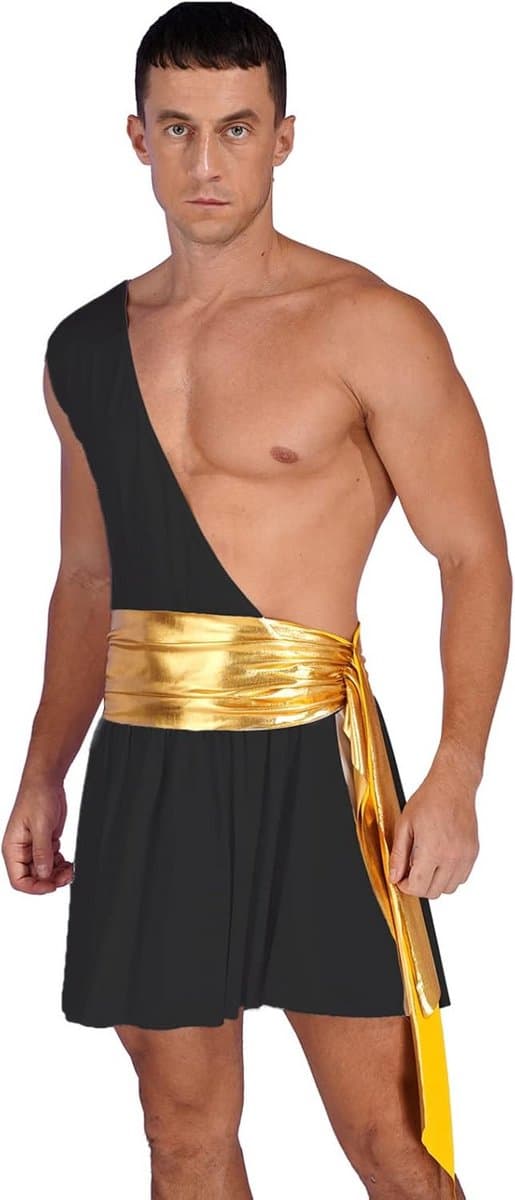 Heren Grieks Romeins Kostuum Korte Asymmetrische Rok Sexy Lingerie Carnaval Outfit — afbeelding 1