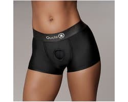 Shots - Ouch! OU825BLKML1 - Vibrating Strap-on Boxer - Black - M/L