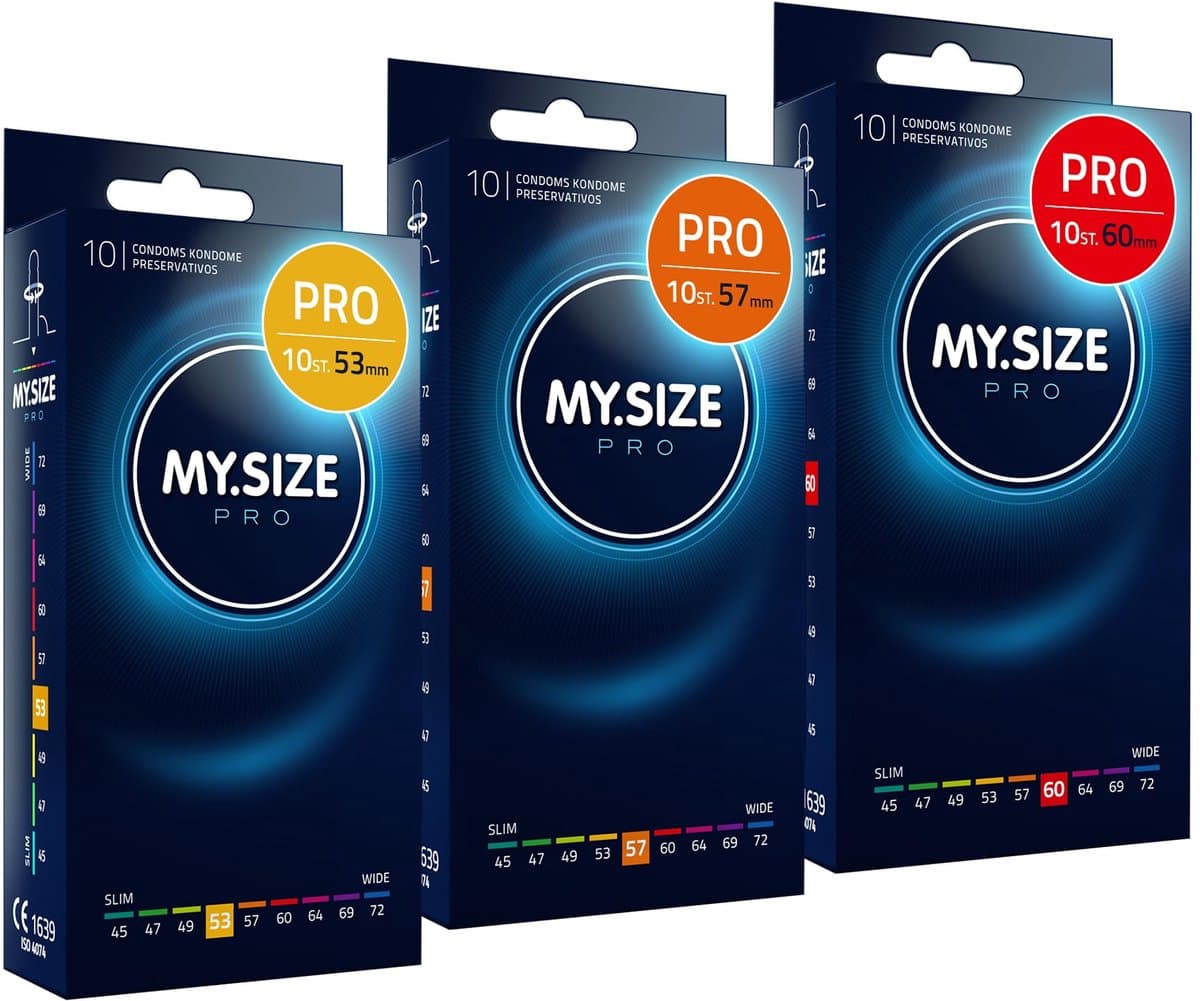 MY.SIZE PRO Condoom maat 3,4,5-53,57,60 mm, 3x10 condooms - perfecte pasvorm en een geschikte maat voor iedereen — afbeelding 1