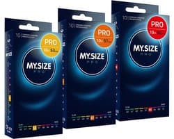 MY.SIZE PRO Condoom maat 3,4,5-53,57,60 mm, 3x10 condooms - perfecte pasvorm en een geschikte maat voor iedereen