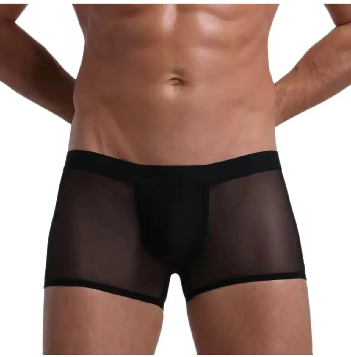 Zwarte Transparante Heren Boxershort Herenondergoed Comfortabel Elastisch in Maten XS S M L XL — afbeelding 1