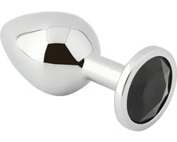 Banoch - Buttplug Aurora black Large - Metalen buttplug - Diamant steen - zwart