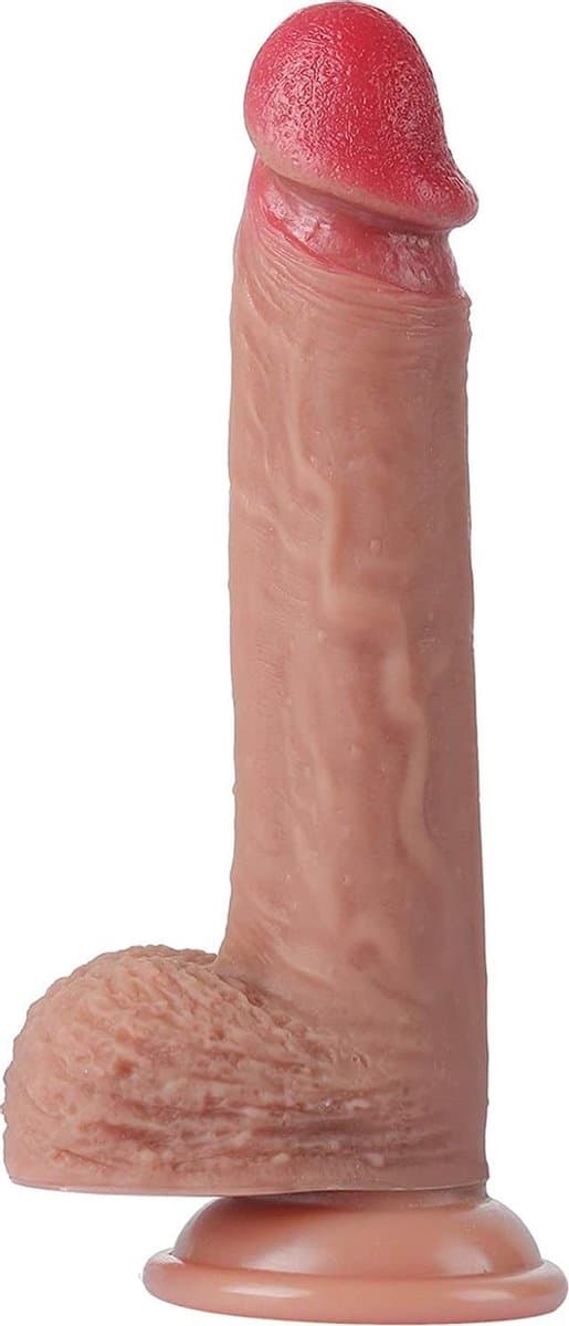 Quick Relief - Dildo Intens Pleasure™ - Met Balzak - Dubbel Gelaagd - Siliconen - 21.5 cm - beige — afbeelding 1