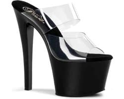 Pleaser - SKY-302 Muiltjes - Paaldans schoenen - 38 Shoes - Zwart/Transparant