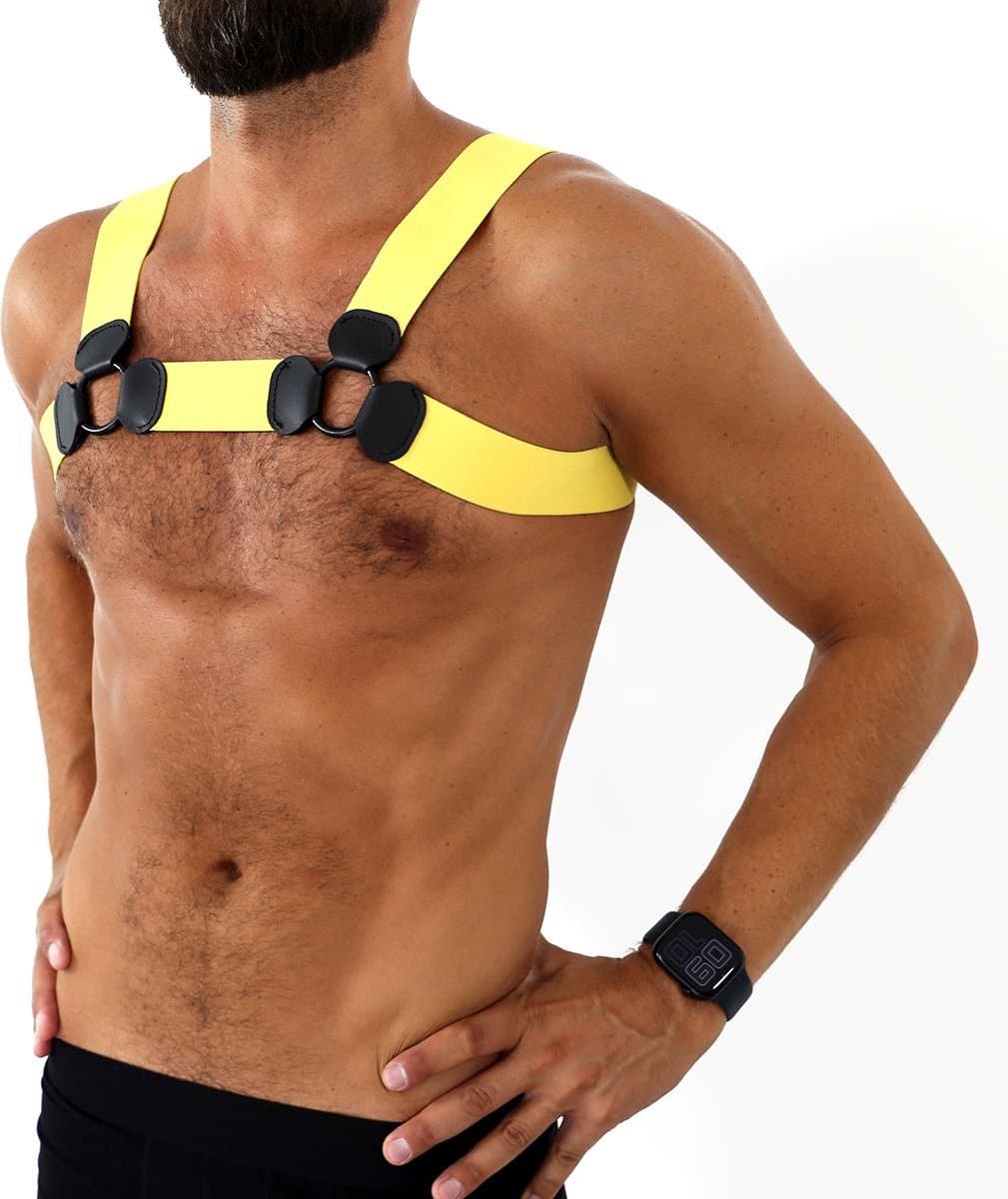 Kiotos - Elastisch Borstharnas - Tuigje - Riemenbody - Geel - Maat L/XL — afbeelding 1