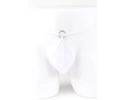 Heren string tanga wit met ringdetail - Elastische polyester string voor dagelijks gebruik - Comfortabele pasvorm in maat XS tot 4XL