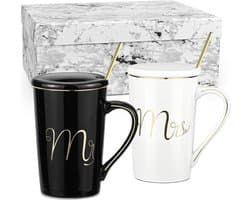 Set Koffiekopjes voor Koppels Mr & Mrs Geschenkdoos