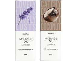massage olie set voor koppels – satisfyer kokos & lavendel 250 ml*2 – massageolie voor ontspanning – cadeau voor koppels
