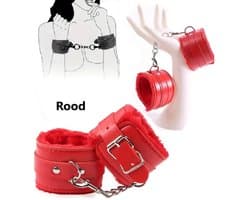 Pluche BDSM Handboeien I Erotische PU Leren Handboeien I Eotische Speelplezier I Verstelbaar I Bondage I Rood