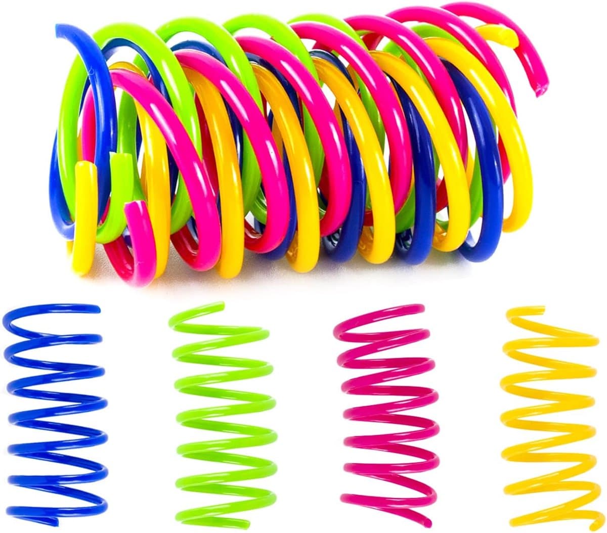 16 stuks gekleurd plastic veerspeelgoed voor katten, interactief huisdierspeelgoed voor luie mensen om katten te plagen en kattenspringspeelgoed — afbeelding 1
