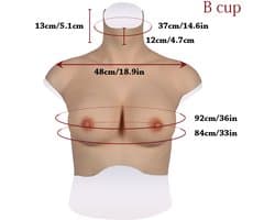 Siliconen Borsten- plus size L XL Borstprothese-Nep borsten- B cup- Cosplay- Travestie-Transgender-Crossdresser-Travestiet-100% siliconen-Breastplate- Oil Free- Non sticky-