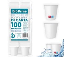 Bio Prime - Pack of 100 - Paper Water Cups 200 ml - Biodegradable Cups - for Hot Drinks, Water and Drinks - ShopVlot