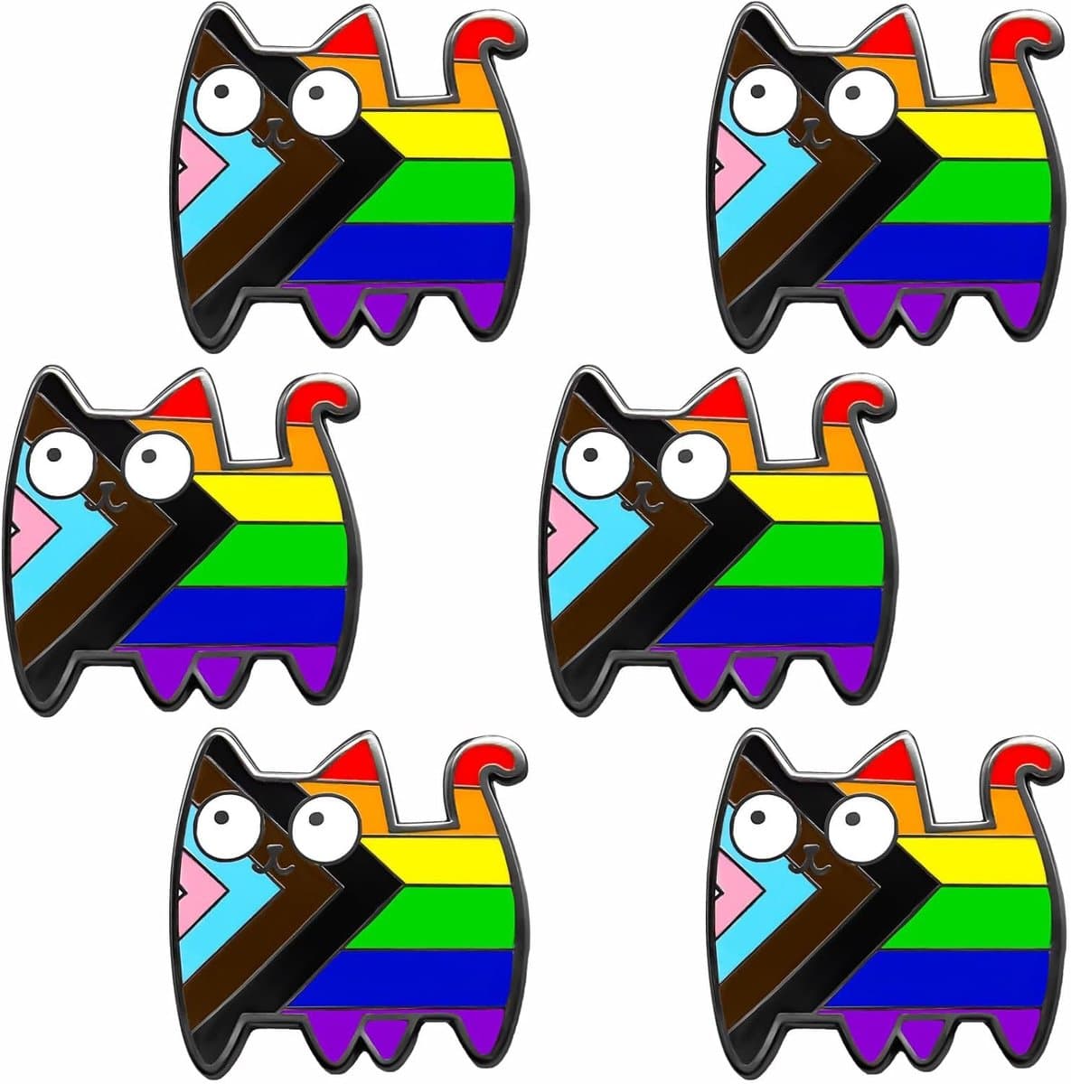 6 stuks regenboog pride pinnen, regenboogvlag, gay pin metaal, Pride Ally spelden geschikt voor truien, sjaals, doeken, jurken, kleding, tassen — afbeelding 1
