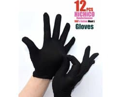 Katoenen handschoenen Zwart L - 12Stuks/6Paar Beschermende Handschoenen - Gezondheidszorg - Ziekenhuis - Beauty Center - Kapper - Salon Spa Tattoo – Jewelry - Eczeem - Allergie - Handcrème - Juweliers - Munt handschoen