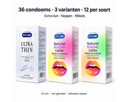 Condooms mix – 36 stuks – classic, ribbels en noppen – FITONE®